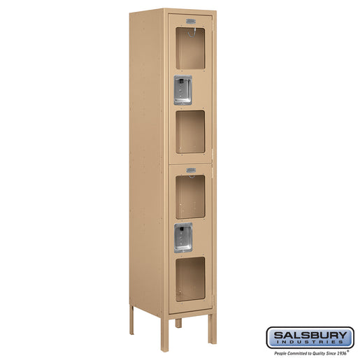 Salsbury 12" Wide Double Tier See-Through Metal Locker - 1 Wide - 5 Feet High - 12 Inches Deep - Tan - Unassembled - Sweatfully