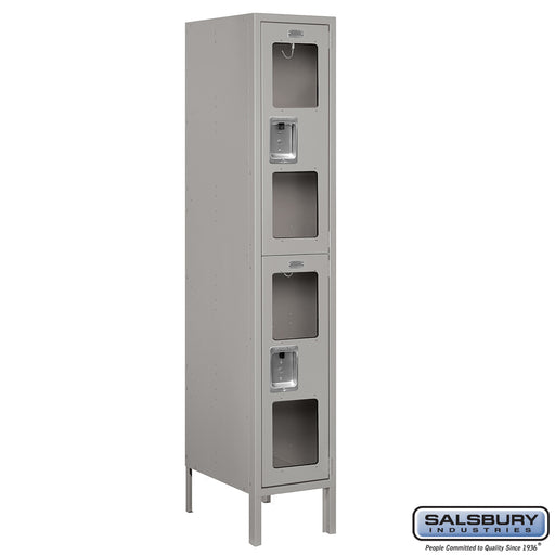 Salsbury 12" Wide Double Tier See-Through Metal Locker - 1 Wide - 5 Feet High - 18 Inches Deep - Gray - Unassembled - Sweatfully