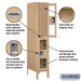 Salsbury 12" Wide Double Tier See-Through Metal Locker - 1 Wide - 5 Feet High - 18 Inches Deep - Tan - Unassembled - Sweatfully