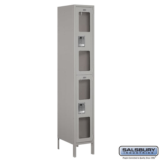 Salsbury 12" Wide Double Tier See-Through Metal Locker - 1 Wide - 6 Feet High - 18 Inches Deep - Gray - Assembled - Sweatfully