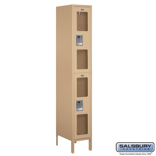 Salsbury 12" Wide Double Tier See-Through Metal Locker - 1 Wide - 6 Feet High - 18 Inches Deep - Tan - Assembled - Sweatfully