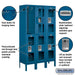 Salsbury 12" Wide Double Tier See-Through Metal Locker - 3 Wide - 5 Feet High - 12 Inches Deep - Blue - Assembled - Sweatfully