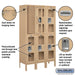 Salsbury 12" Wide Double Tier See-Through Metal Locker - 3 Wide - 5 Feet High - 12 Inches Deep - Tan - Unassembled - Sweatfully