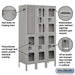 Salsbury 12" Wide Double Tier See-Through Metal Locker - 3 Wide - 5 Feet High - 15 Inches Deep - Gray - Unassembled - Sweatfully