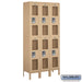 Salsbury 12" Wide Double Tier See-Through Metal Locker - 3 Wide - 6 Feet High - 12 Inches Deep - Tan - Assembled - Sweatfully
