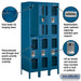Salsbury 12" Wide Double Tier See-Through Metal Locker - 3 Wide - 6 Feet High - 18 Inches Deep - Blue - Assembled - Sweatfully
