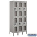 Salsbury 12" Wide Double Tier See-Through Metal Locker - 3 Wide - 6 Feet High - 18 Inches Deep - Gray - Assembled - Sweatfully