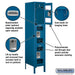 Salsbury 12" Wide Triple Tier See-Through Metal Locker - 1 Wide - 5 Feet High - 18 Inches Deep - Blue - Assembled - Sweatfully