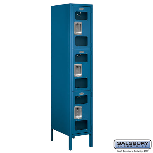 Salsbury 12" Wide Triple Tier See-Through Metal Locker - 1 Wide - 5 Feet High - 18 Inches Deep - Blue - Unassembled - Sweatfully