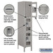 Salsbury 12" Wide Triple Tier See-Through Metal Locker - 1 Wide - 5 Feet High - 18 Inches Deep - Gray - Assembled - Sweatfully