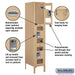 Salsbury 12" Wide Triple Tier See-Through Metal Locker - 1 Wide - 5 Feet High - 18 Inches Deep - Tan - Unassembled - Sweatfully
