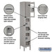 Salsbury 12" Wide Triple Tier See-Through Metal Locker - 1 Wide - 6 Feet High - 12 Inches Deep - Gray - Assembled - Sweatfully