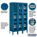 Salsbury 12" Wide Triple Tier See-Through Metal Locker - 3 Wide - 5 Feet High - 12 Inches Deep - Blue - Unassembled - Sweatfully