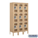Salsbury 12" Wide Triple Tier See-Through Metal Locker - 3 Wide - 5 Feet High - 12 Inches Deep - Tan - Assembled - Sweatfully