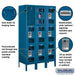 Salsbury 12" Wide Triple Tier See-Through Metal Locker - 3 Wide - 5 Feet High - 15 Inches Deep - Blue - Assembled - Sweatfully