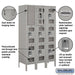 Salsbury 12" Wide Triple Tier See-Through Metal Locker - 3 Wide - 5 Feet High - 15 Inches Deep - Gray - Unassembled - Sweatfully