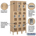 Salsbury 12" Wide Triple Tier See-Through Metal Locker - 3 Wide - 6 Feet High - 12 Inches Deep - Tan - Unassembled - Sweatfully