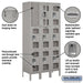 Salsbury 12" Wide Triple Tier See-Through Metal Locker - 3 Wide - 6 Feet High - 15 Inches Deep - Gray - Assembled - Sweatfully