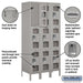 Salsbury 12" Wide Triple Tier See-Through Metal Locker - 3 Wide - 6 Feet High - 18 Inches Deep - Gray - Unassembled - Sweatfully