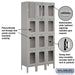 Salsbury 12" Wide Four Tier See-Through Metal Locker - 3 Wide - 6 Feet High - 12 Inches Deep - Gray - Assembled - Sweatfully