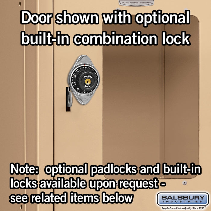 Salsbury 12" Wide Four Tier See-Through Metal Locker - 3 Wide - 6 Feet High - 15 Inches Deep - Tan - Assembled - Sweatfully