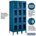 Salsbury 12" Wide Four Tier See-Through Metal Locker - 3 Wide - 6 Feet High - 18 Inches Deep - Blue - Assembled - Sweatfully