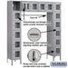Salsbury 12" Wide Six Tier Box Style Bridge See-Through Metal Locker - 16 Box - 18 Inches Deep - Gray - Unassembled - Sweatfully
