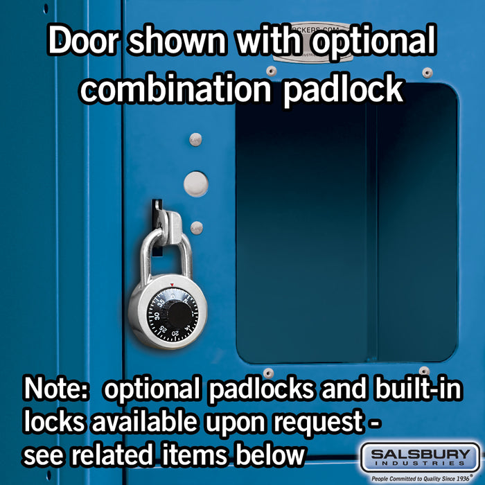 Salsbury 12" Wide Six Tier Box Style See-Through Metal Locker - 1 Wide - 6 Feet High - 12 Inches Deep - Blue - Unassembled - Sweatfully