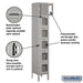Salsbury 12" Wide Six Tier Box Style See-Through Metal Locker - 1 Wide - 6 Feet High - 12 Inches Deep - Gray - Unassembled - Sweatfully