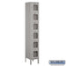 Salsbury 12" Wide Six Tier Box Style See-Through Metal Locker - 1 Wide - 6 Feet High - 12 Inches Deep - Gray - Unassembled - Sweatfully