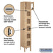 Salsbury 12" Wide Six Tier Box Style See-Through Metal Locker - 1 Wide - 6 Feet High - 12 Inches Deep - Tan - Assembled - Sweatfully