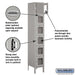 Salsbury 12" Wide Six Tier Box Style See-Through Metal Locker - 1 Wide - 6 Feet High - 15 Inches Deep - Gray - Assembled - Sweatfully
