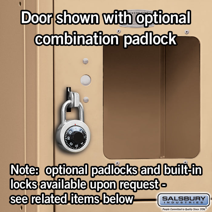 Salsbury 12" Wide Six Tier Box Style See-Through Metal Locker - 1 Wide - 6 Feet High - 15 Inches Deep - Tan - Assembled - Sweatfully
