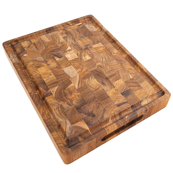 Adobe Checkered Teak Cutting Board - 15" - Sweatfully