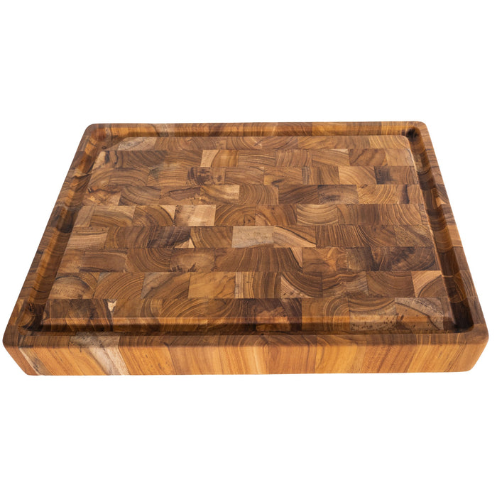 Adobe Checkered Teak Cutting Board - 15" - Sweatfully