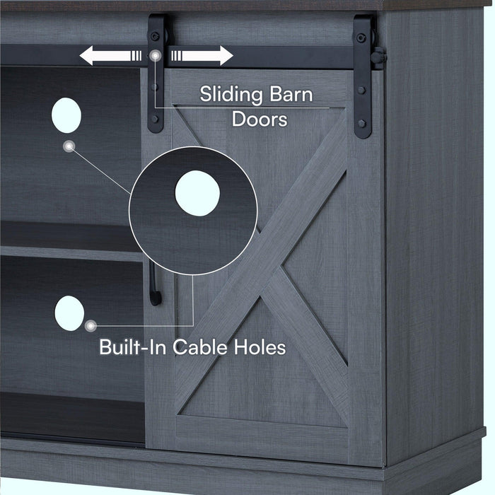 Eira Farmhouse 56-inch TV Stand with Storage Cabinet and Cable Holes, Entertainment Center Console for Living Room, Bedroom - Sweatfully