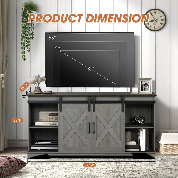 Eira Farmhouse 56-inch TV Stand with Storage Cabinet and Cable Holes, Entertainment Center Console for Living Room, Bedroom - Sweatfully