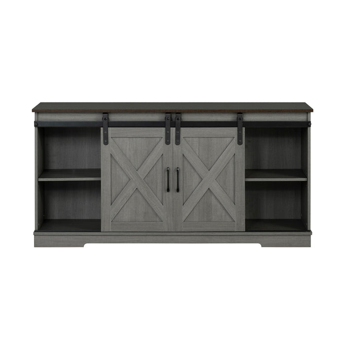 Eira Farmhouse 56-inch TV Stand with Storage Cabinet and Cable Holes, Entertainment Center Console for Living Room, Bedroom - Sweatfully