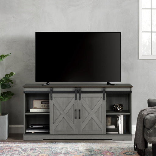 Eira Farmhouse 56-inch TV Stand with Storage Cabinet and Cable Holes, Entertainment Center Console for Living Room, Bedroom - Sweatfully