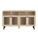 Evans 56 Inch Mid-Century Modern TV Stand with Open Shelves and Cabinets for Living Room, Bedroom - Sweatfully