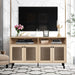 Evans 56 Inch Mid-Century Modern TV Stand with Open Shelves and Cabinets for Living Room, Bedroom - Sweatfully