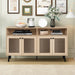 Evans 56 Inch Mid-Century Modern TV Stand with Open Shelves and Cabinets for Living Room, Bedroom - Sweatfully