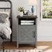 Furniture of America Farmhouse Grey 16-inch Side Table with Barn Door and Open Shelf - Sweatfully