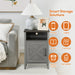 Furniture of America Farmhouse Grey 16-inch Side Table with Barn Door and Open Shelf - Sweatfully