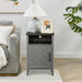 Furniture of America Farmhouse Grey 16-inch Side Table with Barn Door and Open Shelf - Sweatfully