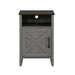 Furniture of America Farmhouse Grey 16-inch Side Table with Barn Door and Open Shelf - Sweatfully