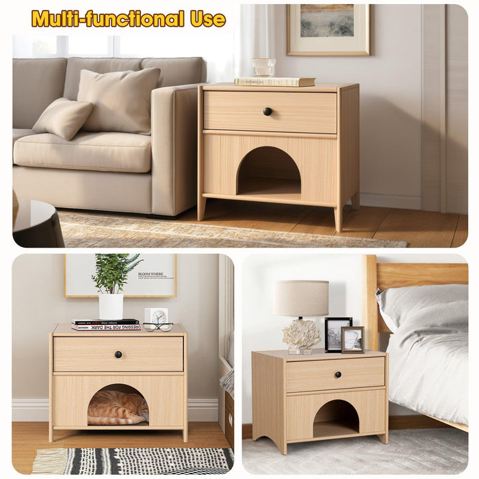 Travis Modern Natural 22-inch Side Table with Pet-Friendly Nook - Sweatfully
