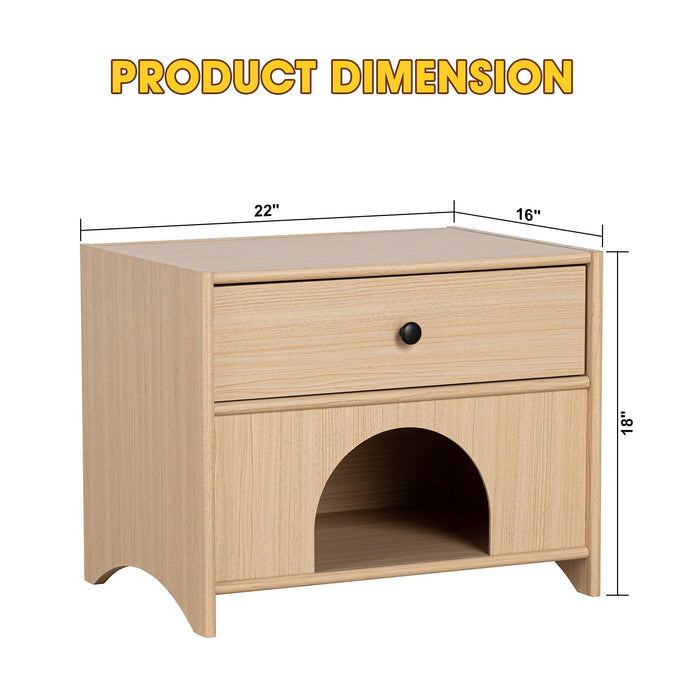 Travis Modern Natural 22-inch Side Table with Pet-Friendly Nook - Sweatfully