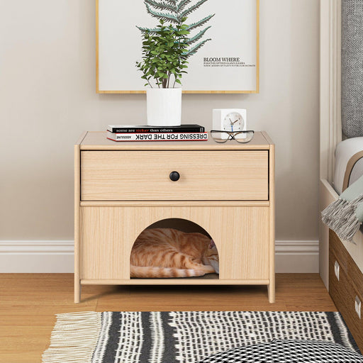Travis Modern Natural 22-inch Side Table with Pet-Friendly Nook - Sweatfully
