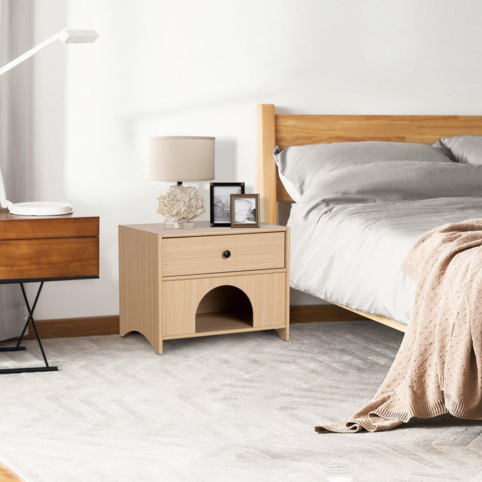 Travis Modern Natural 22-inch Side Table with Pet-Friendly Nook - Sweatfully